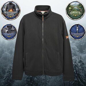 Orvis Men’s Full-Zip Heavyweight Fleece Jacket – Black – Size Medium – NWT